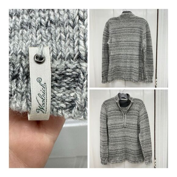 Woolrich wool blend 1/4 zip sweater grey cream women's small - Picture 1 of 6